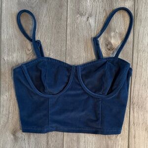 Blue Corduroy Crop Top